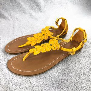 Jaclyn Smith Womens BELLADONNA T-Strap Gladiator Sandals Yellow/Floral Size 8,M